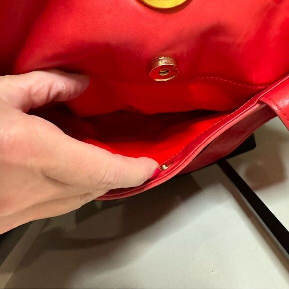 CELINE Red Lambskin Leather Shoulder Bag - Picture 5 of 16